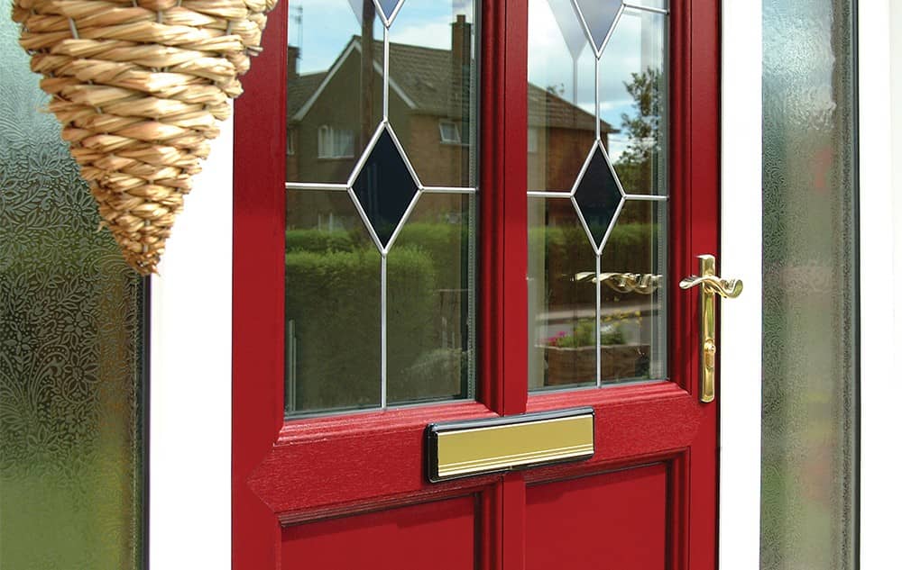 red exterior composite door